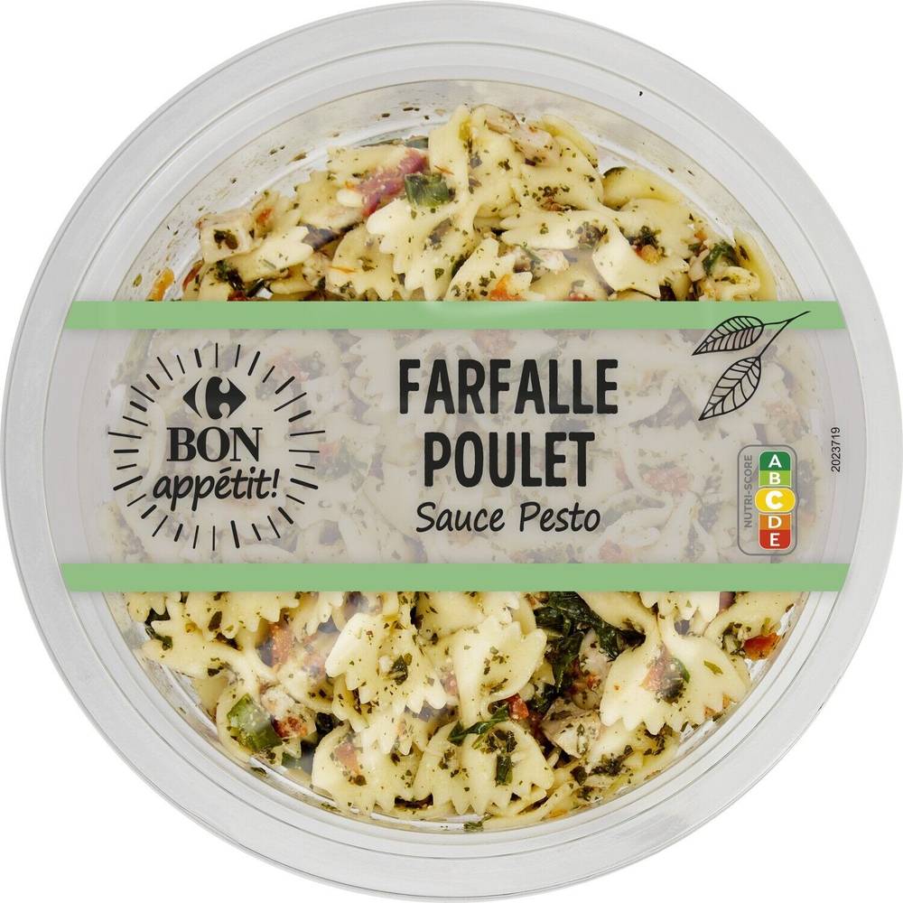 Salade farfalle poulet sauce pesto CARREFOUR BON APPÉTIT - la barquette de 250g