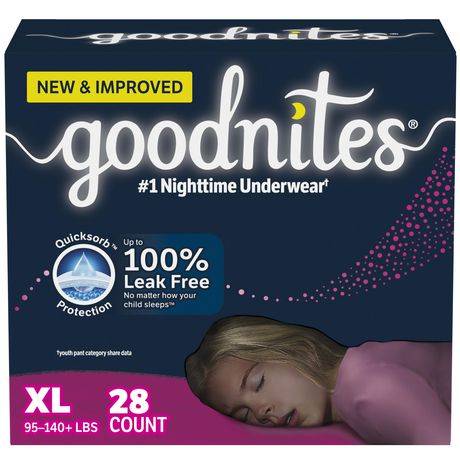 GoodNites Bedwetting Nighttime Underwear, XL (28 ct)