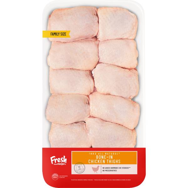 Meijer All Natural Bone-In Chicken Thighs Family pack