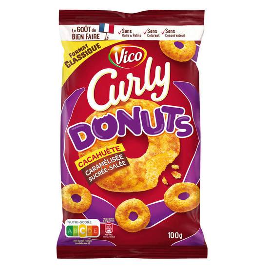 VICO - Biscuits apéritifs - Curly donuts - Cacahuète caramélisée sucrée-salée - 100g