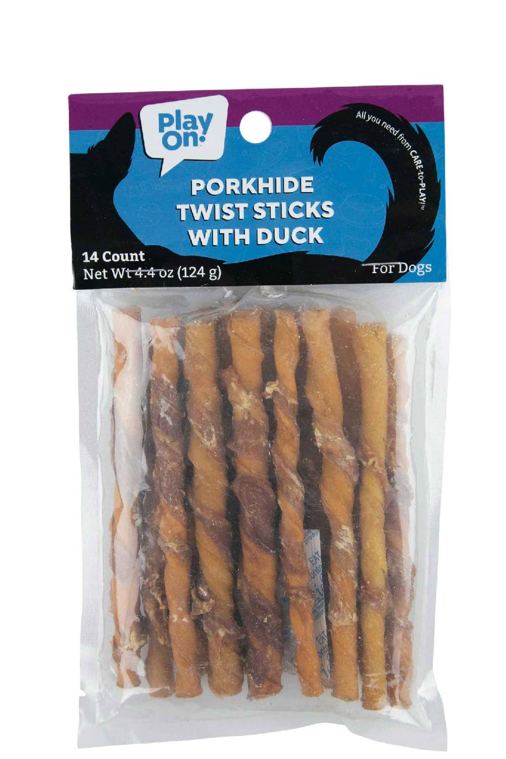 Play On Porkhide Twist Stick With Duck, 5" (4.4 oz, 14 ct)