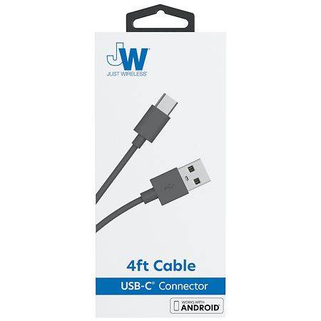 Just Wireless Usb Type C Cable Pvc 4 Foot