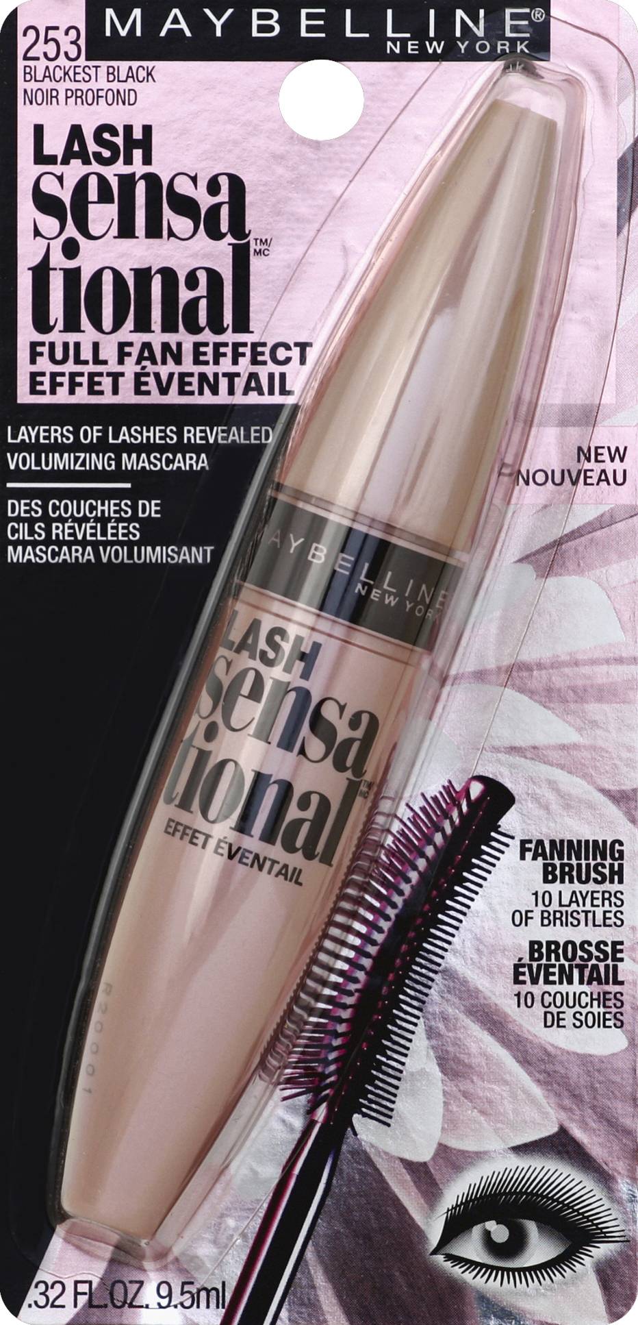 Maybelline Lash Sensational Washable Mascara 253 Blackest Black (32 fl oz)