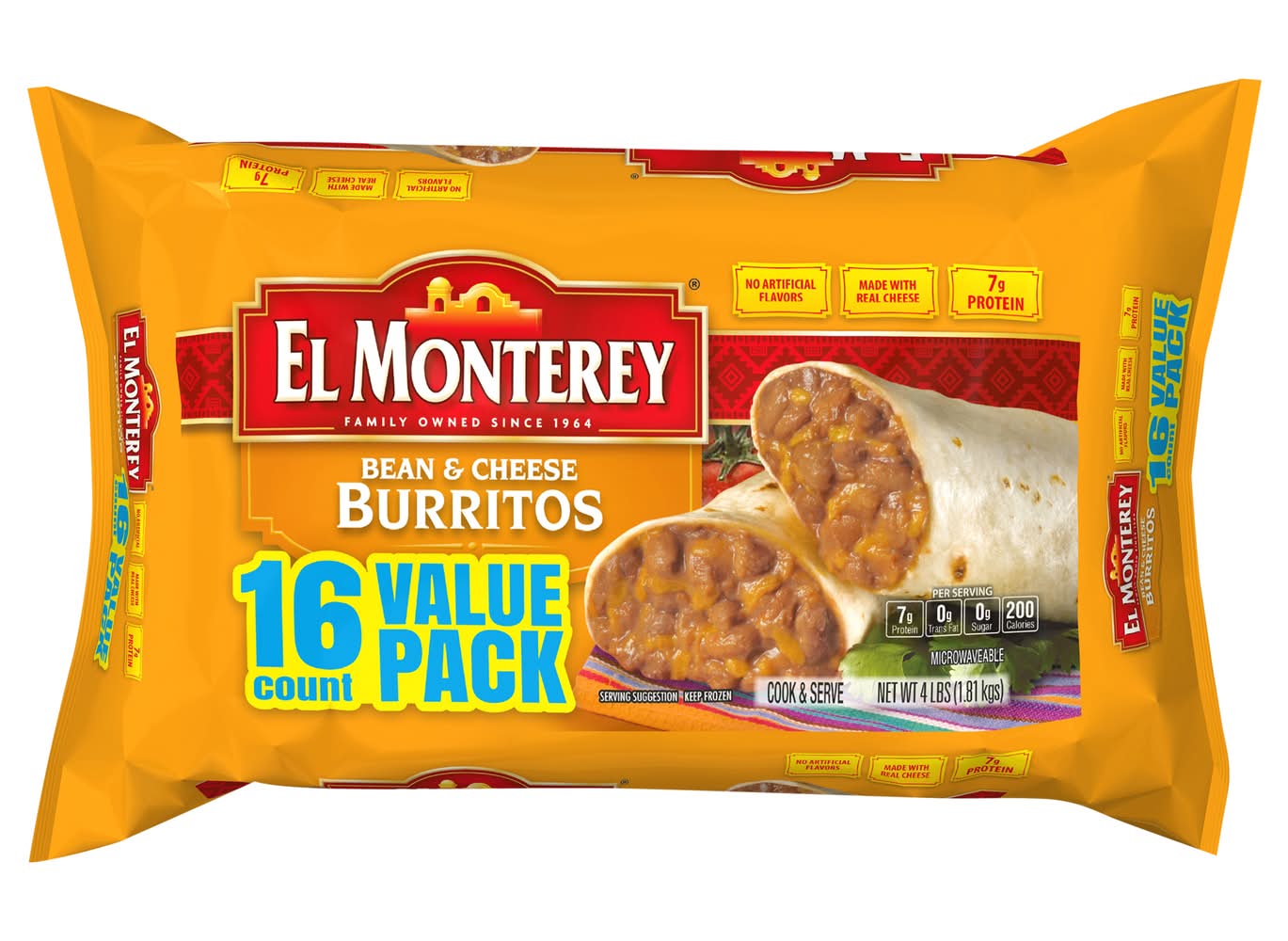 El Monterey Value pack Bean and Cheese Burritos (4.01 lbs)