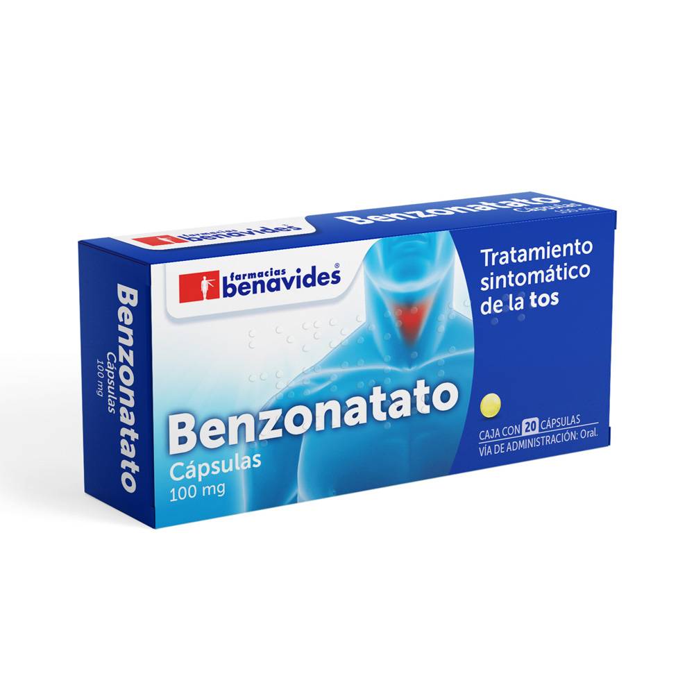 Farmacias benavides benzonatato cápsulas 100 mg (20 piezas)