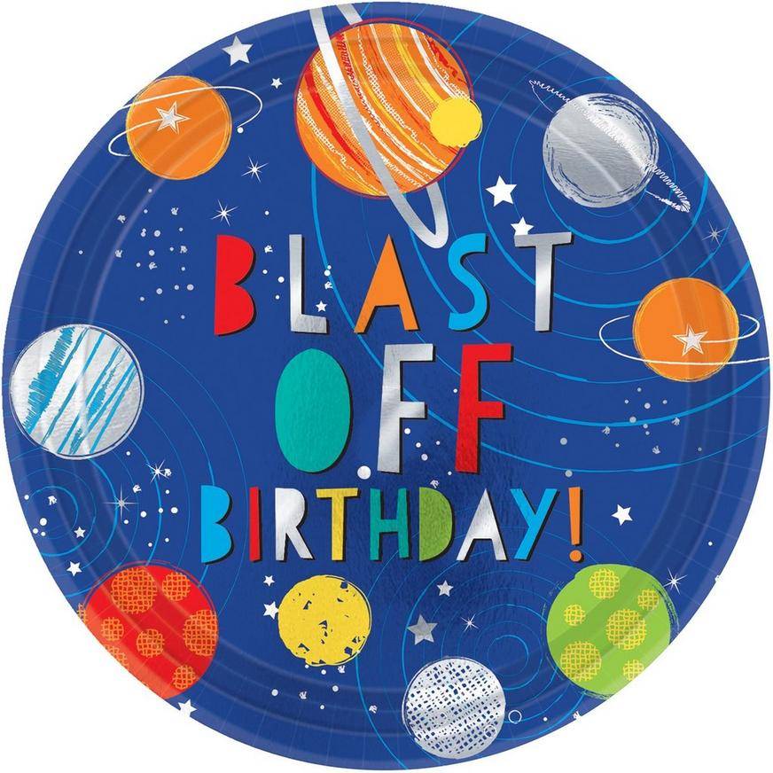 Amscan Blast Off Birthday Dinner Plates (10.5 inch )