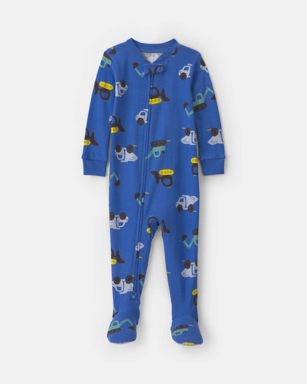 Baby Boy 1-Piece Construction 2-Way Zip 100% Cotton Snug Fit Footed Pajama - Blue - 12M