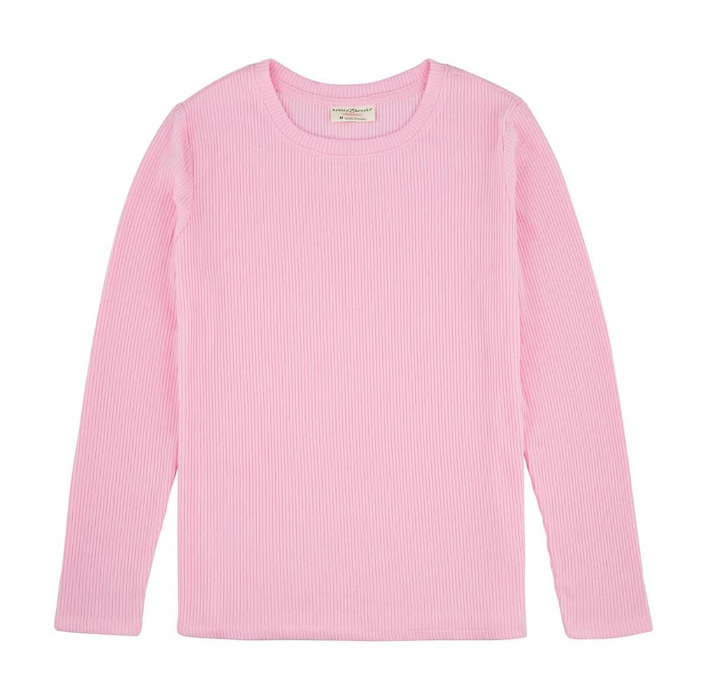 Bobbie Brooks Long Sleeve Ribbed Sleep Top Pink
