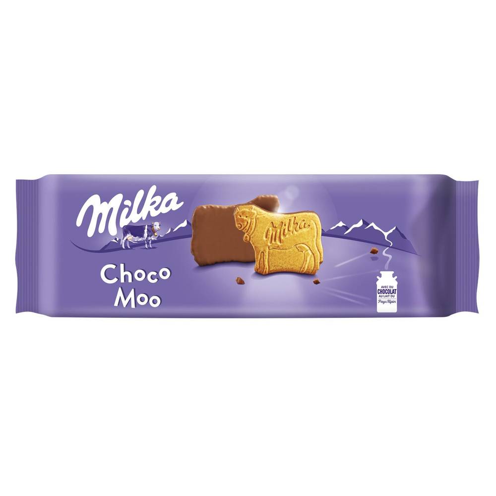 Biscuits nappés au chocolat au lait Choco Moo MILKA - Le paquet de 200 g