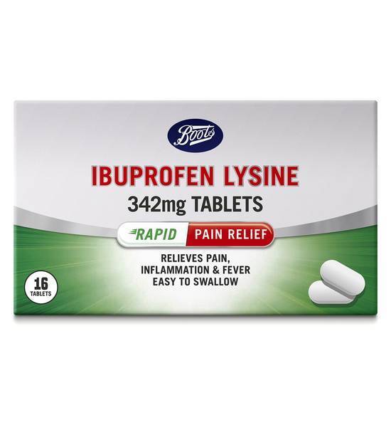 Boots Ibuprofen Lysine 342 mg Tablets
