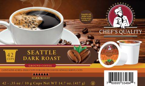 Chef's Quality Seattle Dark Roast Ground Coffee (14.7 oz, 42 ct)