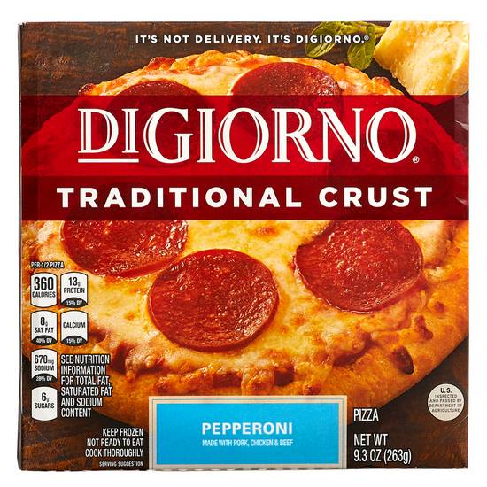 Order DiGiorno Frozen Traditional Crust Pepperoni Personal Pizza 6.5in 9.3oz food online from Everyday Needs by Gopuff store, New Haven on bringmethat.com