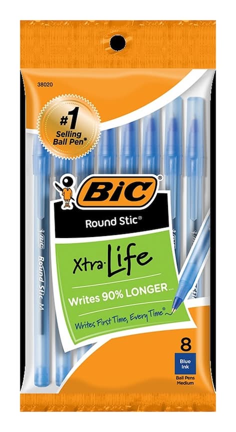 BiC Round Stic Xtra Life Ballpoint Pens, Blue (8 ct)