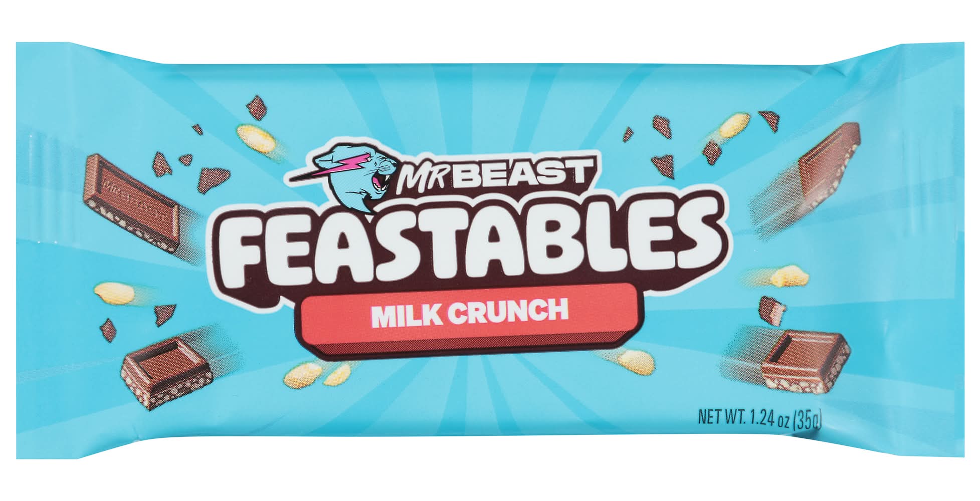 Feastables Mr Beast Chocolate Bars, Milk Crunch (1.24 oz)