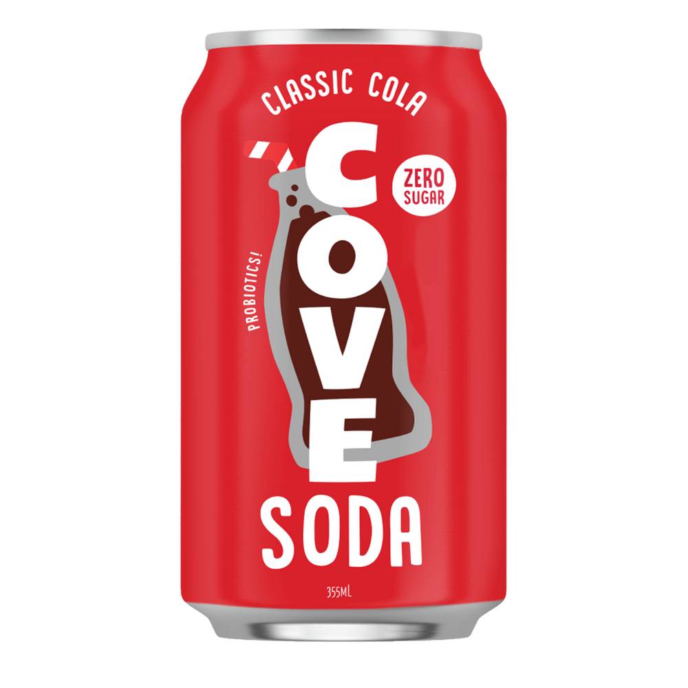 Cove Drinks Zero Sugar Probiotic Soda, Classic Cola (355 ml)