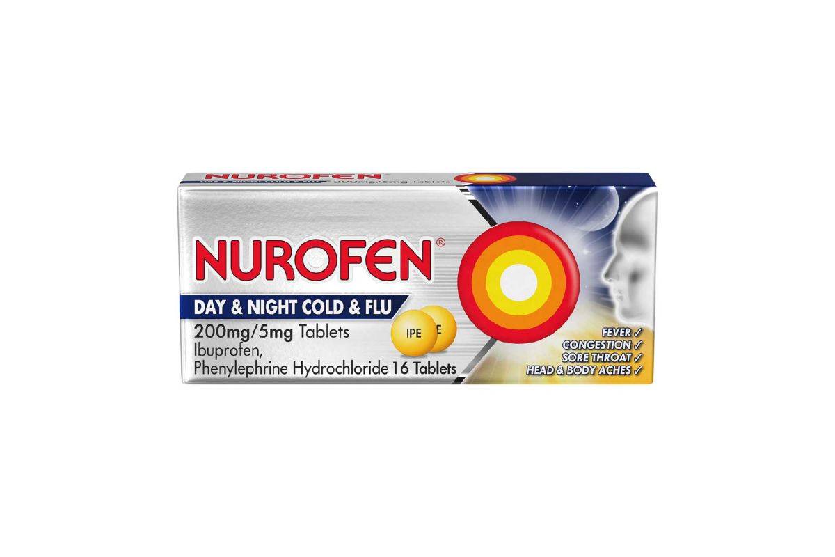 Nurofen Day/Night Cold & Flu Relief Ibuprofen 200mg/5mg Tablets 16s