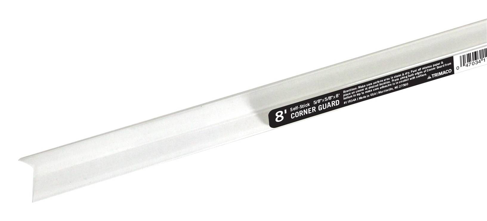 Trimaco Self-Stick Plastic Corner Guard, 5/8 in x 5/8 in x 8 ft