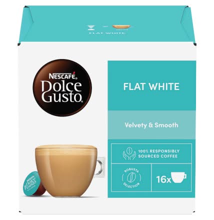 Nescafé Velvety & Smooth, Dolce Gusto Flat White Coffee Pods (16 pack)