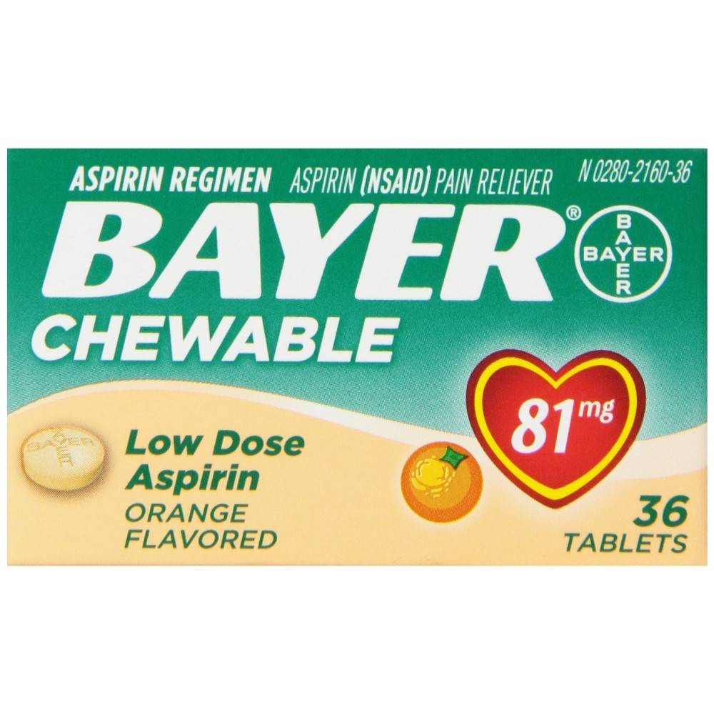 Bayer Aspirin Chewable Low Dose Tablets 81mg Orange (36 ct)
