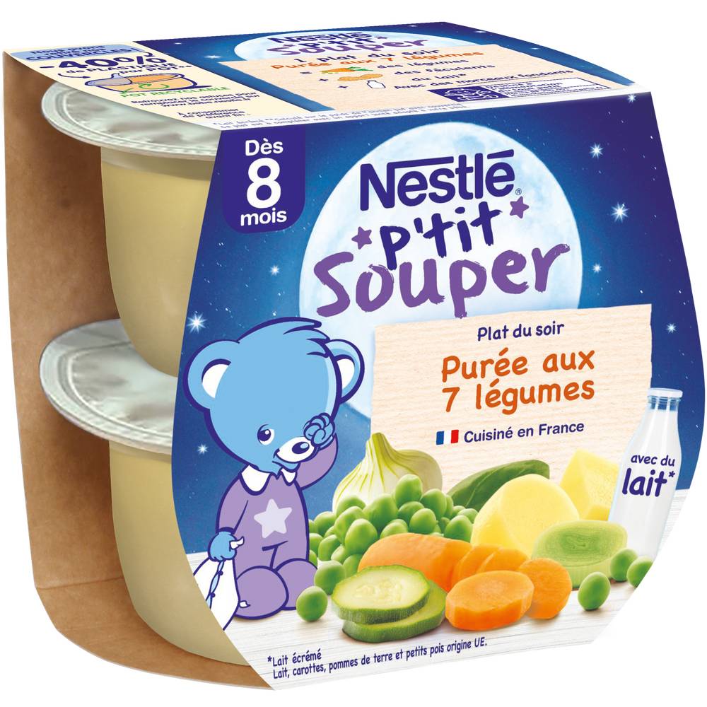Nestlé - P'tit souper purée du soir 7 Légumes dès 8 mois (2pièces)