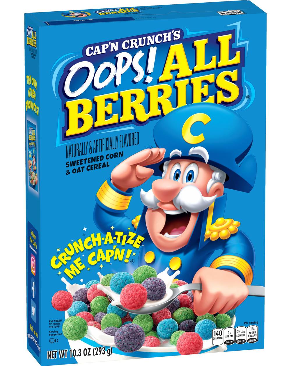 Cap'n Crunch All Berries Sweetened Corn & Oat Cereal (10.3 oz)