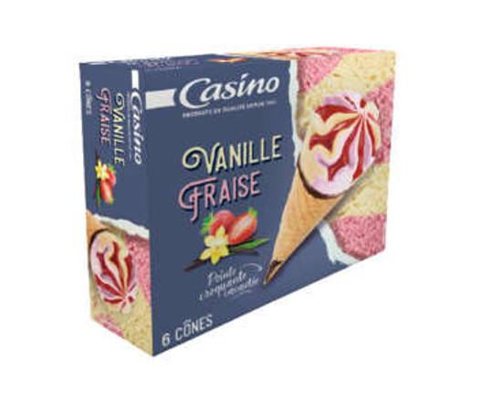 Cônes Glacés Vanille & Fraise x6 423g Casino