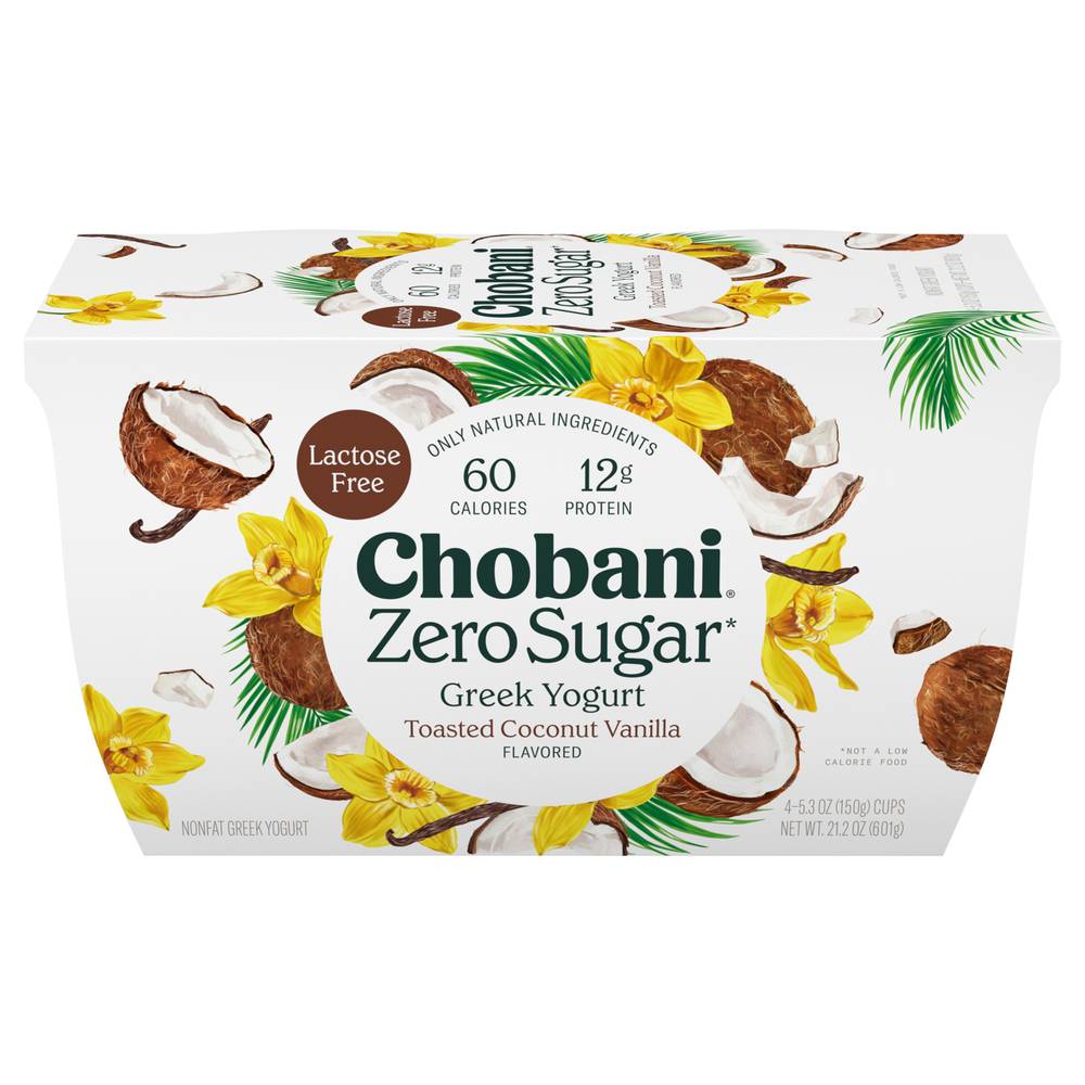 Chobani Zero Sugar Toasted Greek Yogurt (4 ct) (coconut-vanilla)