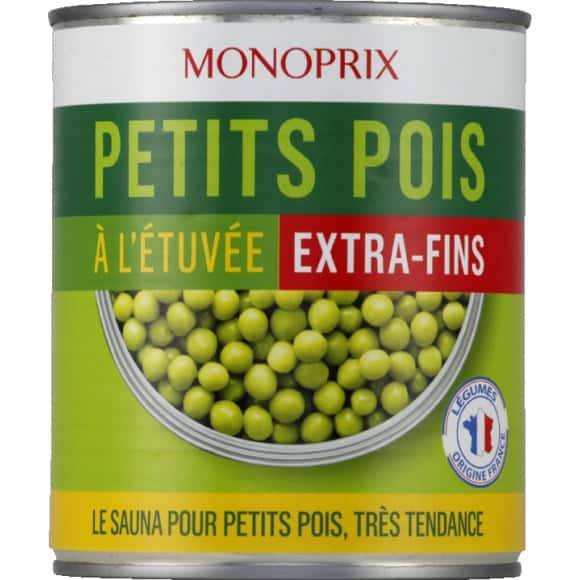 Monoprix Petits Pois À L'Étuvée Extra-Fins La Boîte De 560G Net Égoutté