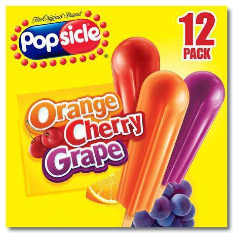 Popsicle glaces à l'orange, à la cerise et au raisin (12 par boîte) - ice pops assorted flavours (12 x 48 ml)