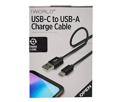 iWorld Black 4' Usb-C Cable