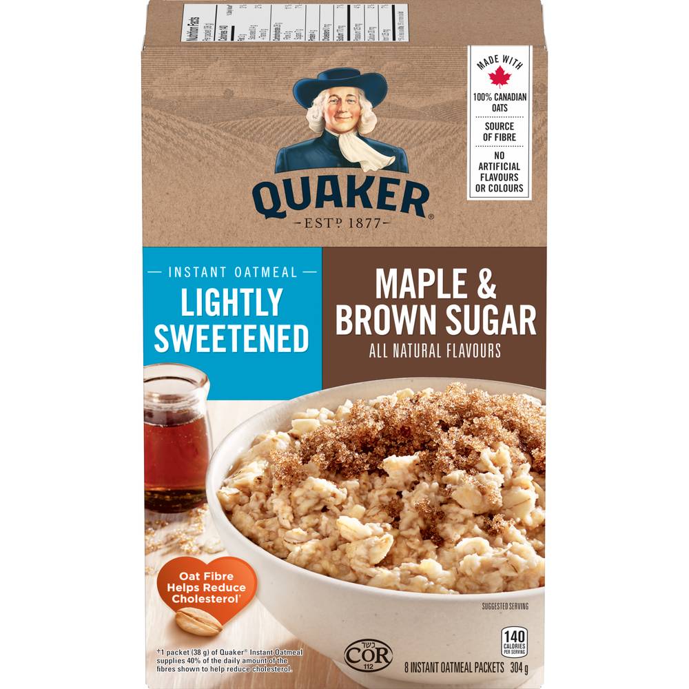 Quaker Maple & Brown Sugar Lightly Sweetened Instant Oatmeal (304 g)