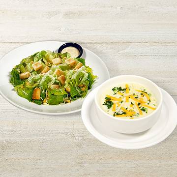 Broccoli Cheddar Soup & Caesar Salad