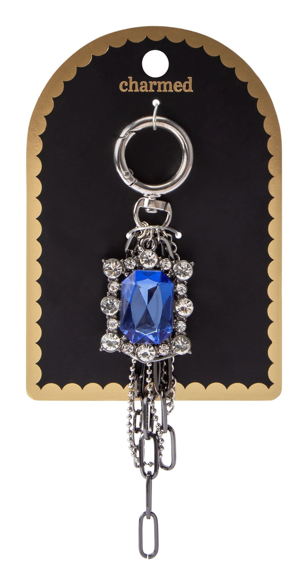 Charmed Blue Gem Cluster Key Ring Blue