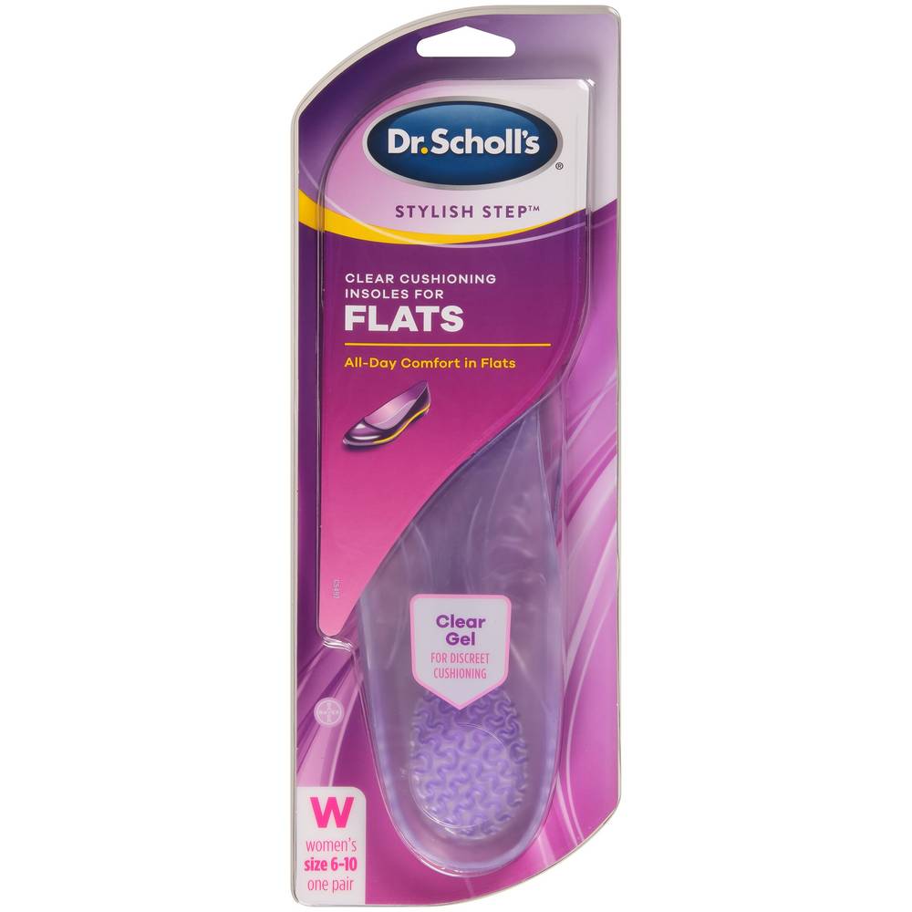 Dr. Scholl's Stylish Step Clear Cushioning Insoles for Flats, Size 6-10, 1 pair