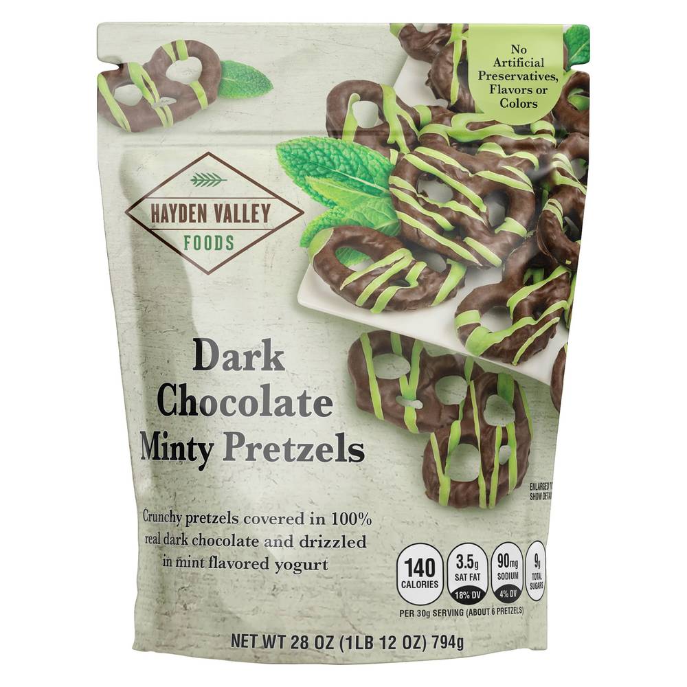 Hayden Valley Farms Dark Chocolate Minty Pretzels, 28 oz