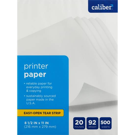 Caliber Printer Paper,  8 1/2" x 11", 20 Lb., 92 Bright
