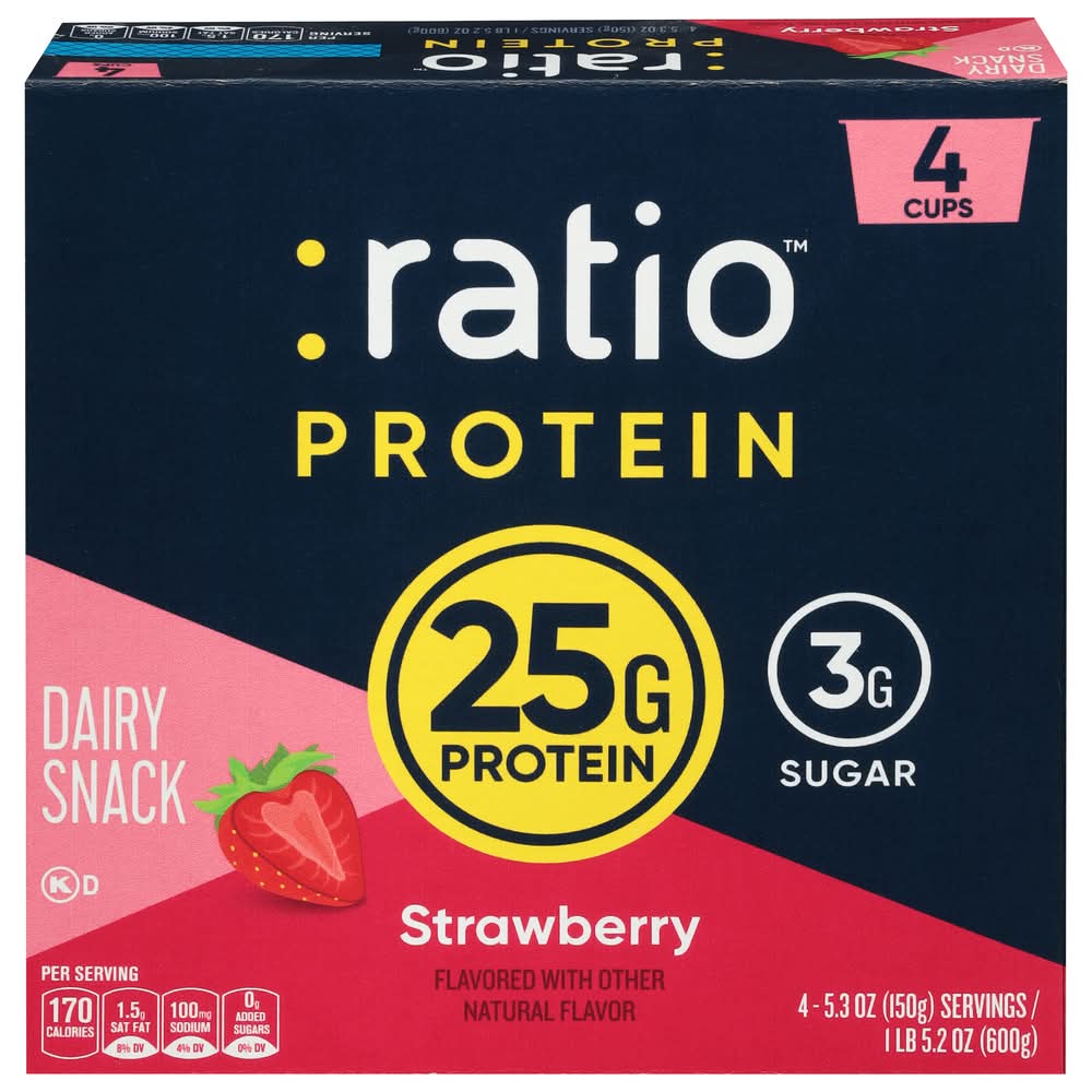 :ratio Protein Greek Yogurt, Strawberry (21.2 oz, 4 ct)