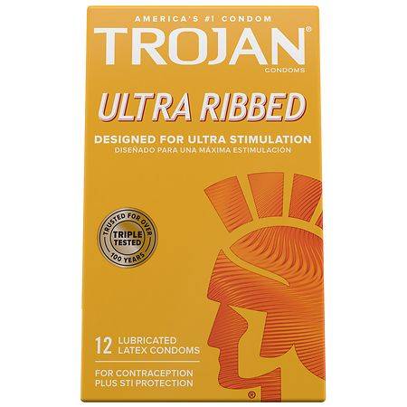 Trojan Ultra Ribbed Lubricated Condoms (12 ct)