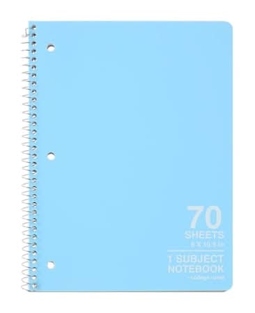 Neon 1-Subject College Ruled Spiral Notebook Bright Blue