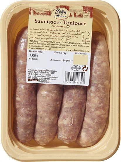 Reflets de France - Saucisses traditionnelles de Toulouse (4 pièces)