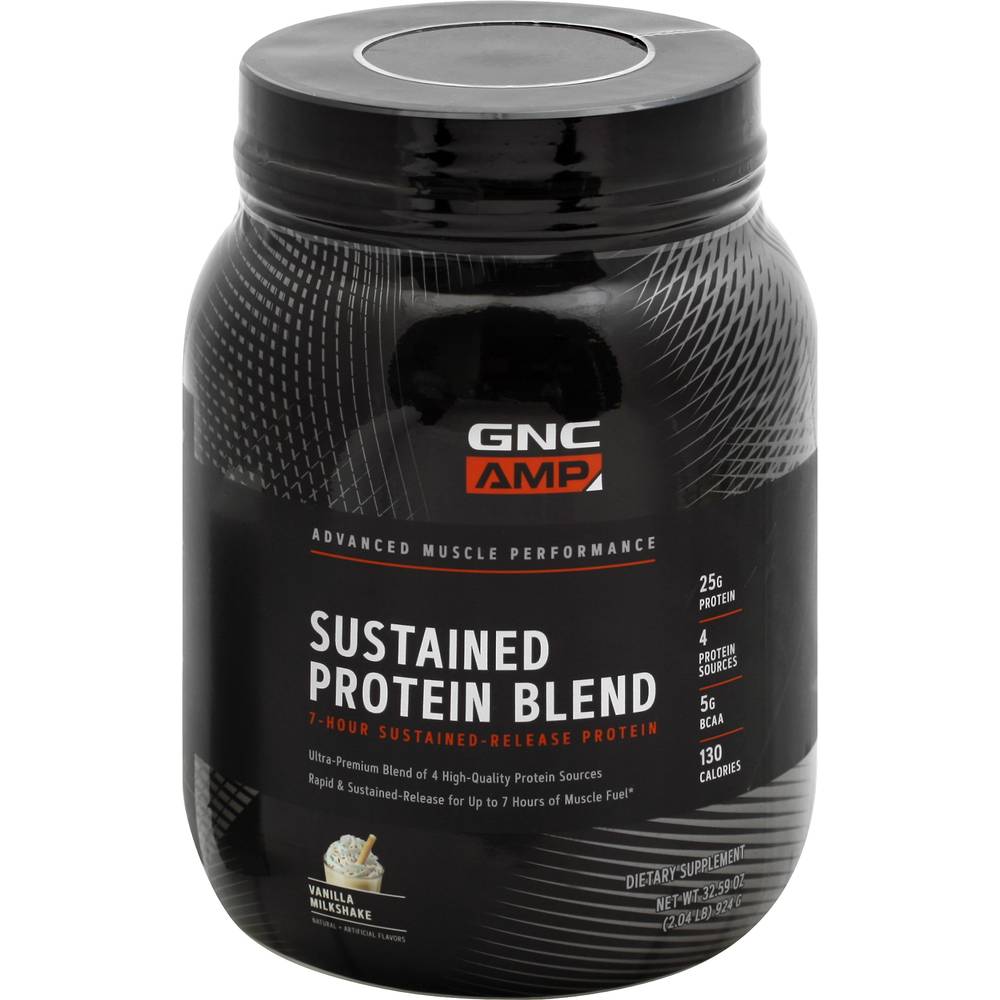 Gnc Sustained Protein Blend Vanilla Milkshake 25g Protein (32.59 oz)