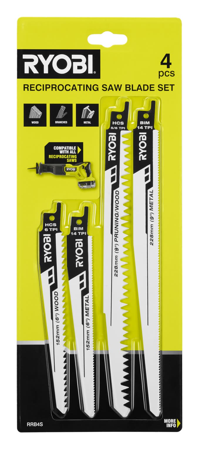 Ryobi 4 Piece Reciprocating Saw Blade Set