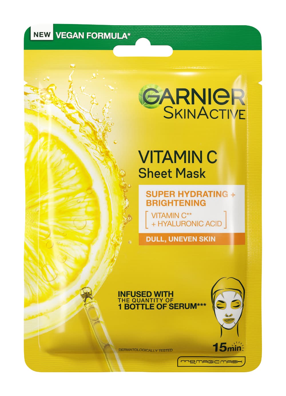 Garnier Hydra Bomb Vitamin C Brightening & Hydrating Sheet Mask, Women (28g)