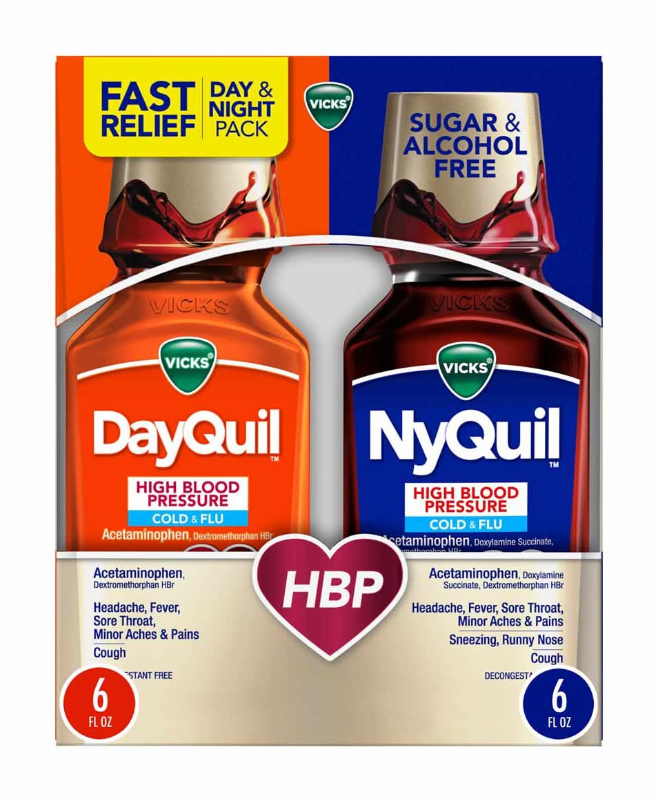 Vicks Dayquil and Nyquil High Cold and Flu Relief Liquid Medicine (2 x 6 fl oz)