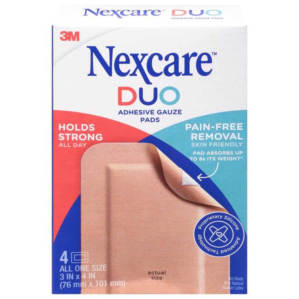 Nexcare Duo Adhesive Gauze Pads (4 ct)