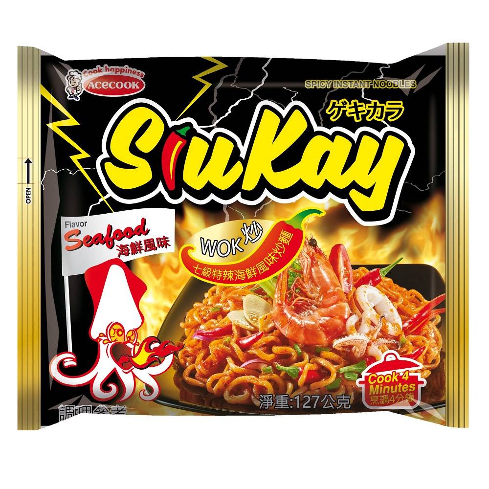 Acecook SiuKay特辣海鮮風味炒麵 <127g克 x 1 x 1PC包>