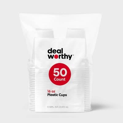 Dealworthy Clear Disposable Cups 16 oz (50 ct)