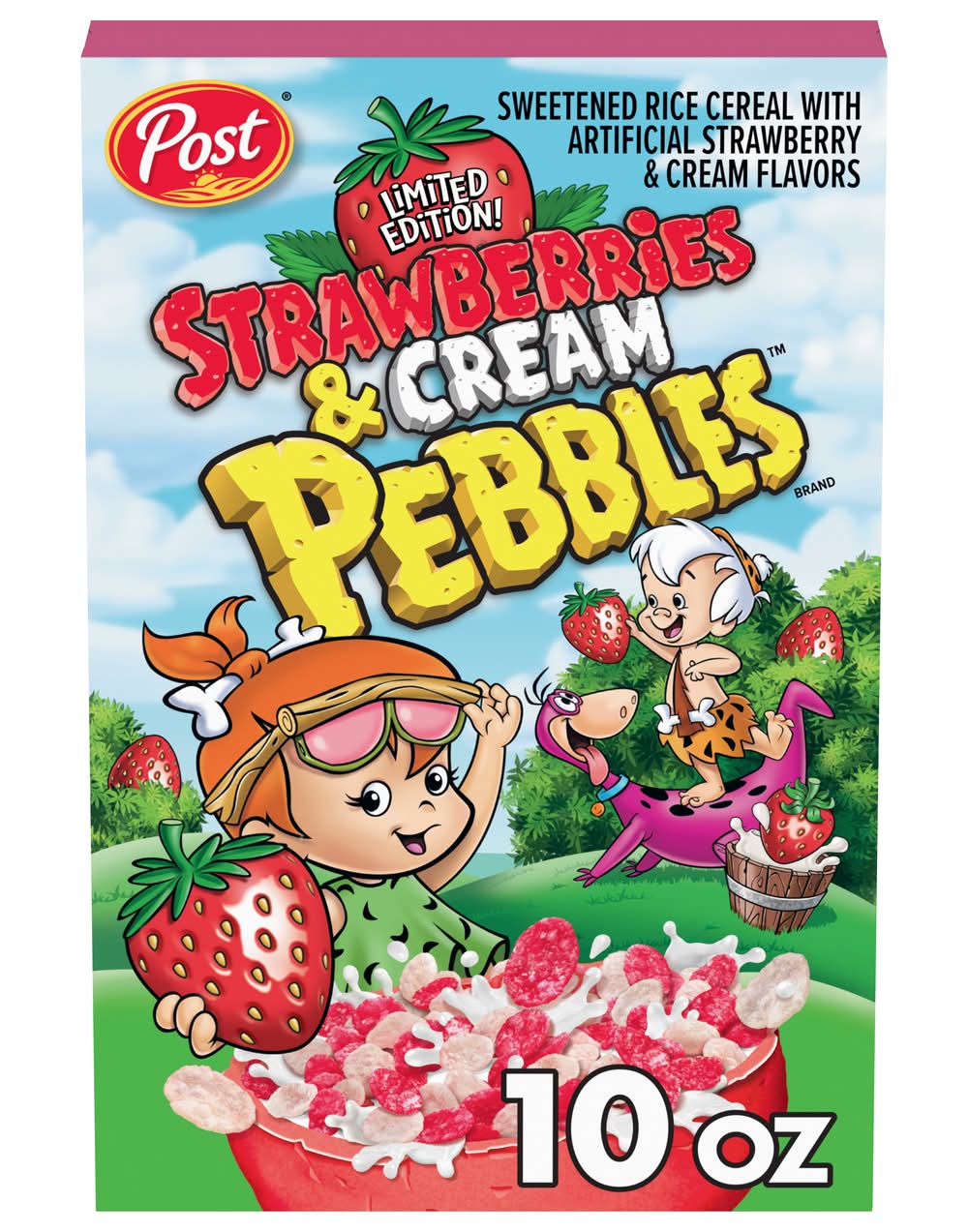 Pebbles Post Sweetened Rice Cereal, Strawberries-Cream (10 oz)