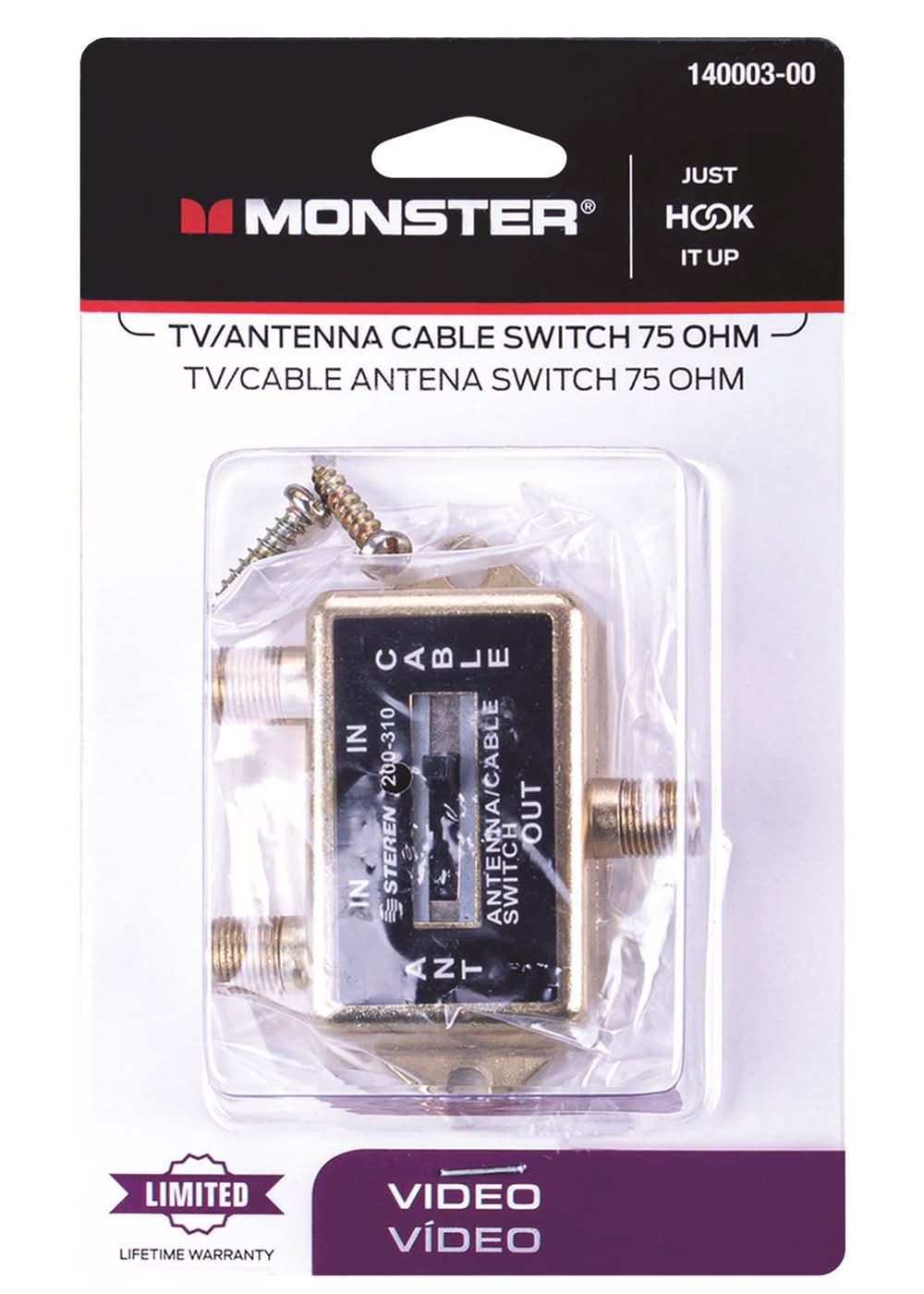 Monster Energy Just Hook It Up Indoor Tv Antenna Cable Switch 1 Pk