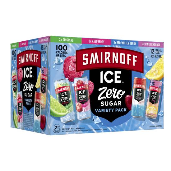 Smirnoff Ice Zero Sugar Sparkling Drink Variety pack (12 ct, 12 fl oz)